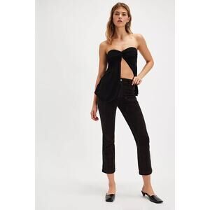 Free People We The Free High Time Kick Velvet Flare Pants Black Sz 10